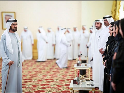 His Highness Sheikh Mohammed bin Rashid Al Maktoum, Vice President and Prime Minister of the UAE and Ruler of Dubai, at his weekly majlis.