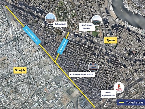 Two of the roads - College Street and Ajman Ring Road - shown here in a post on X by the municipality
