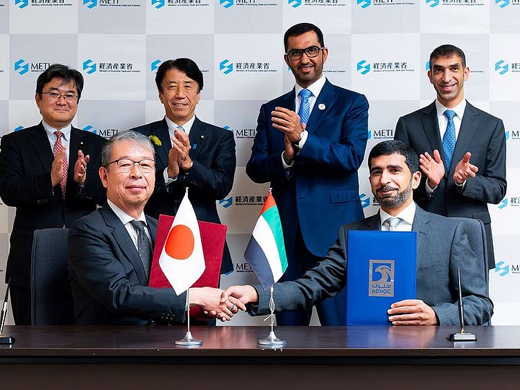 (From left to right) Kazuhiko Amakawa, Deputy Governor, JBIC and Khaled Al Zaabi, Chief Financial Officer, ADNOC.