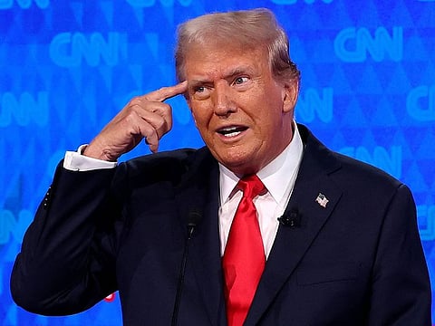 Trump during the CNN Presidential Debate on June 27, 2024 in Atlanta, Georgia. Trump's comments on Thursday came as the drumbeat of pressure on Biden to drop out of the US presidential race intensified with a bombshell report in the New York Times that he had conceded the possibility to a key ally, as well as movement within his own party to demand his withdrawal. 