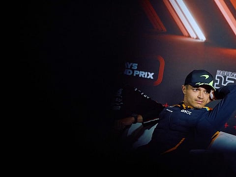 McLaren's British driver Lando Norris attends a press conference ahead of the Formula One British Grand Prix at the Silverstone.