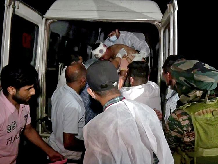 A jawan (army soldier) being taken to Billawar Health Center