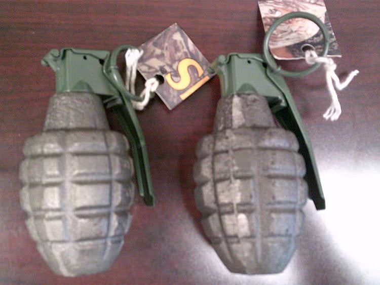 The bomb squad “determined the items to be inert grenades,” police reported, meaning they were not dangerous.