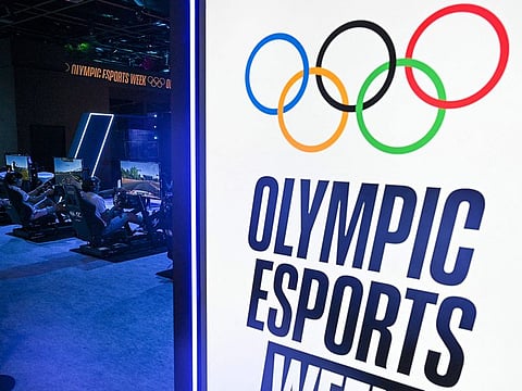 File photo: This picture shows the logo during the Olympic Esports Week in Singapore on June 22, 2023. 