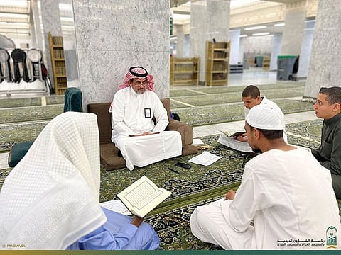 Participants in the Quranic sessions in the Grand Mosque in Mecca.