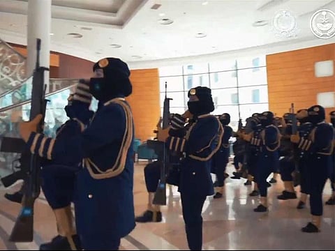 The ceremony was a grand affair, with the female recruits donning military uniforms and performing a well-organised graduation parade.