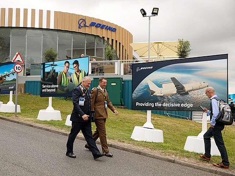 File photo: The Boeing Co. stand at the Farnborough International Airshow in Farnborough, UK, on Tuesday, July 23, 2024. 