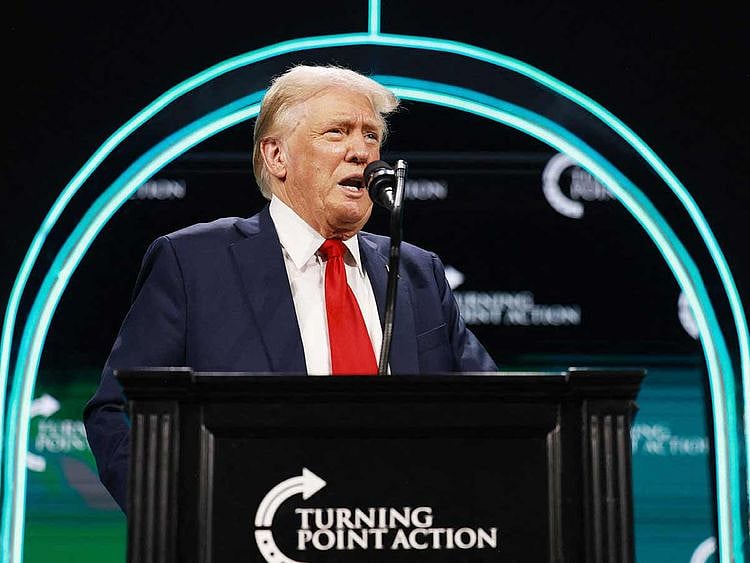 Former US President Donald Trump speaks
