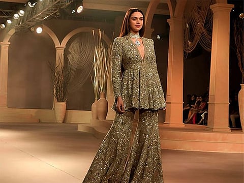  Aditi Rao Hydari's walk added a regal touch to the runway at The Taj Palace, Delhi.