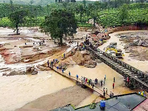 Search and rescue operations are underway after a devastating landslide hit hilly villages at Chooralmala in Wayanad, Kerala, on August 1. A Bailey Bridge is being constructed to facilitate quick evacuation. 