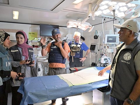 A delegation from the World Health Organisation (WHO) during a recent visit to the UAE field hospital in Rafah