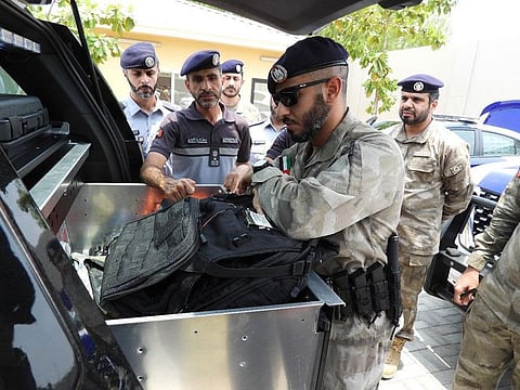 Colonel Pilot Sheikh Zayed bin Hamad Al Nahyan, Director of the Patrol Management of the Criminal Security Sector and Chairman of the Security Patrol Development Committee, at the Police Directorate in Abu Dhabi.