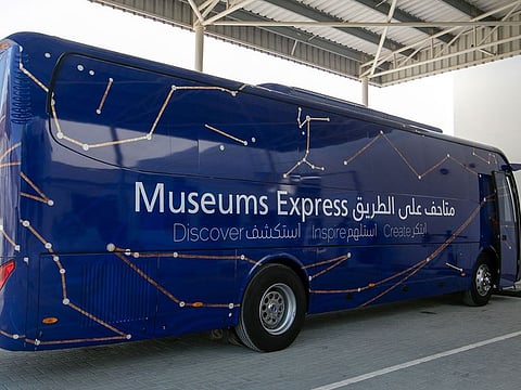 Sharjah's Museums Express travels across various regions, offering an interactive educational experience that fosters creative thinking.