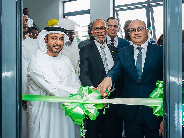 From left: Dr Abdulla Almandoos, Consul General of the UAE - Lagos; Prof. Akin Abayomi, Lagos State Commissioner of Health; and Sherif Beshara, Group CEO of American Hospital Dubai, at the commissioning of the American Hospital Dubai Nigeria at Victoria Island, Lagos on Monday, August 19