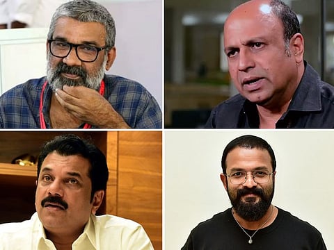 Clockwise from top-left: Director Ranjith, actor Siddique, Jayasurya  and Mukesh.