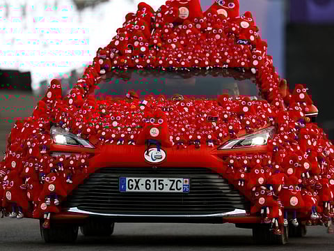 The Phryge car appears at the Place de la Concorde during the Paris 2024 Paralympic Games Opening Ceremony in Paris on Wednesday.