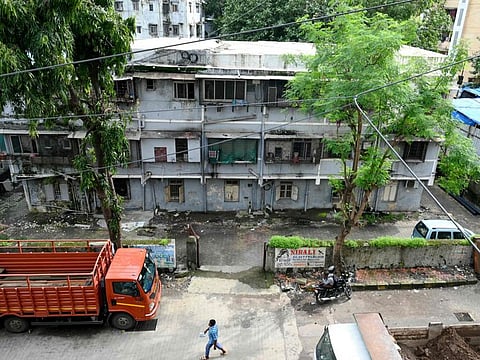 The Nathalal Bhuvan building, demarcated as highly dilapidated by the civic authorities, in Mumbai.  