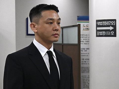 South Korean actor Yoo Ah-in arrives for his trial on alleged drug use at the Seoul Central District Court in Seoul on September 3, 2024. 
