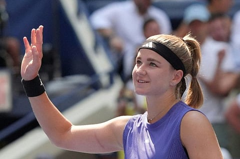Czech Republic's Karolina Muchova celebrates after defeating Brazil's Beatriz Haddad Maia during their women's quarterfinals match on day ten of the US Open tennis tournament at the USTA Billie Jean King National Tennis Center in New York City, on Wednesday.