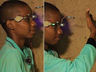 Khalifa Aminu, 18, creates sensory glasses to assist visually impaired people