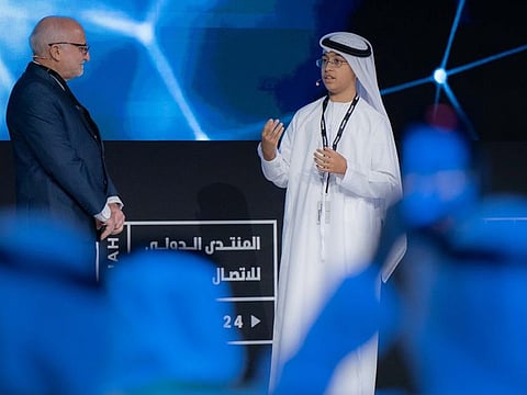 Ali alongside Professor Rachid Yazmi, an engineer and scientist specialising in materials science, during the session at IGCF at Expo Centre Sharjah on Wednesday