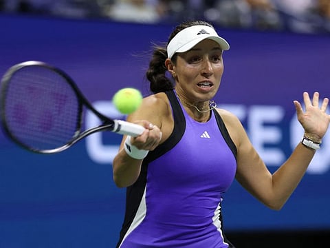 Jessica Pegula of the United States returns a shot against Iga Swiatek of Poland during their Women's Singles Quarterfinal match on Day Ten of the 2024 US Open at USTA Billie Jean King National Tennis Centre on Wednesday.
