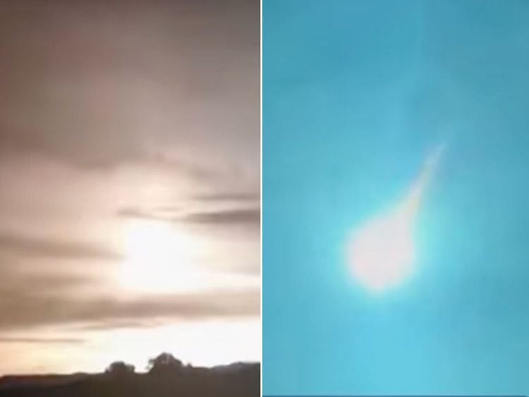 Screengrabs from videos of the asteroid 2024 RW1 streaking