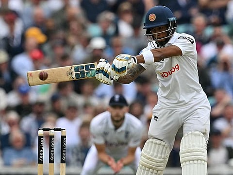 Sri Lanka's Pathum Nissanka was 53 not out against England at The Oval cricket ground in London.
