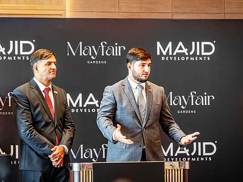 Mansoor Majid, Chief Executive Officer, MAJID Developments, with Mustafa Majid, Chief Operating Officer at MAJID Developments during an event in Dubai.