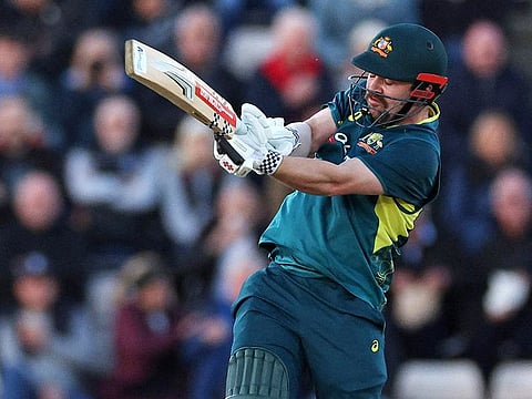 Australia's Travis Head hits a six during the '1st Vitality IT20' Twenty20 International against England at Utilita Bowl in Southampton on September 11, 2024. 