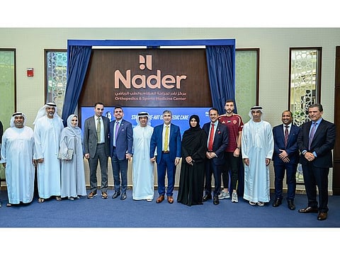 Dr Nader Darwich along with other specialists at the launch of the Nader Orthopedics & Sports Medicine Center at Burjeel Day Surgery Center, Al Reem Island