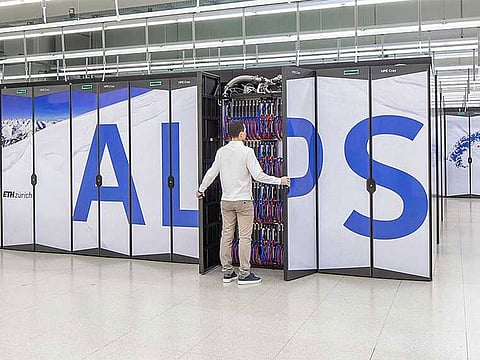 The supercomputer is housed in 33 cabinets covering 116 square metres.