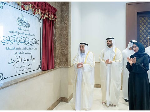 His Highness Dr Sheikh Sultan bin Muhammad Al Qasimi, Supreme Council Member and Ruler of Sharjah, and President of the University of Al Dhaid, inaugurated the new building of the University, in the presence of Sheikh Sultan bin Ahmed bin Sultan Al Qasimi, Deputy Ruler of Sharjah, on Monday