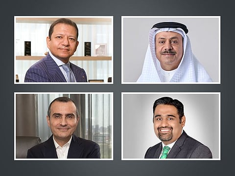 Clockwise from top left: Ahmed Abdelaal, Group CEO of Mashreq; Atif A. Abdulmalik, CEO of Arcapita; Serkan Omerbeyoglu, CEO of Dgpays; Vibhor Mundhada, CEO of NEOPAY.