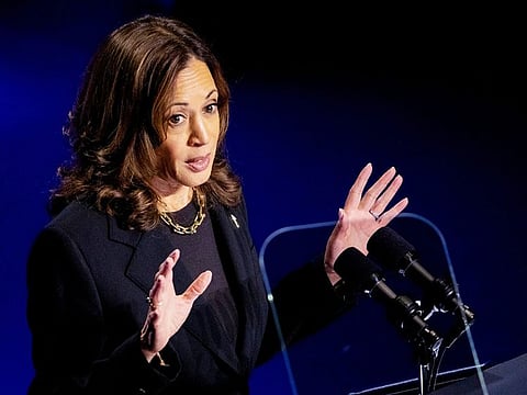 US Vice President Kamala Harris during a campaign event at the Philip Chosky Theatre in Pittsburgh, Pennsylvania, US, on Wednesday, Sept. 25, 2024. 