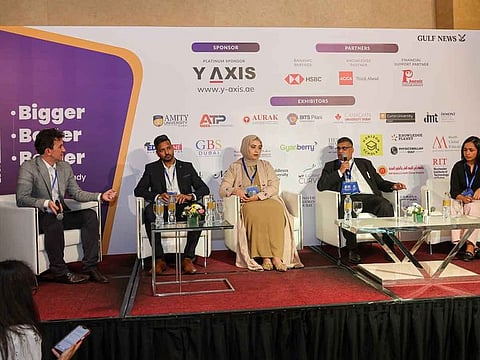 Panelists discussing study abroad trends at Gulf News Edufair 