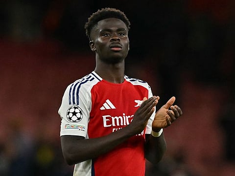 Saka scored his first Champions League goal of the season