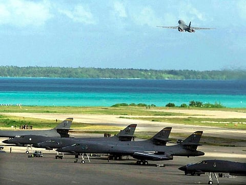 A US Air Force B-1B bomber takes off from the Diego Garcia military base on a strike mission against Afghanistan in Diego Garcia on 07 October 07, 2001. 