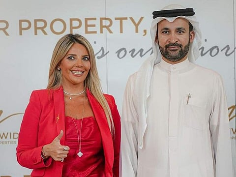 Nancy Younes, Executive Partner of Nationwide Excellency Middle East Real Estate, with Abdulla Al Abdouli, CEO of Marjan Development Company, at the event