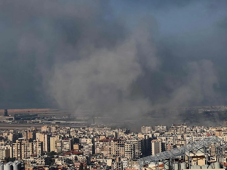 Smoke rises from the site of an Israeli airstrike 