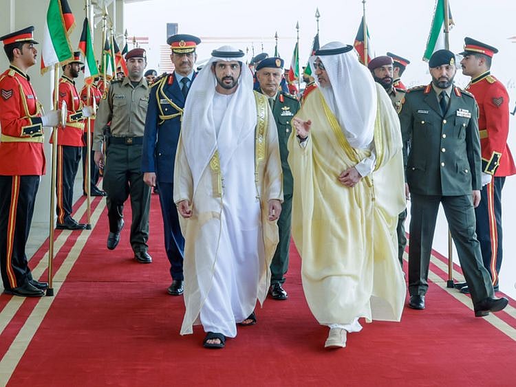 Sheikh Hamdan bin Mohammed bin Rashid Al Maktoum, Crown Prince of Dubai, Deputy Prime Minister, and Minister of Defence of the UAE, after his arrival in Kuwait on Tuesday
