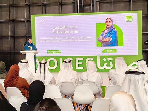 Dr Hend Al Awadhi, Head of the Health Promotion and Education Section at DHA speaking at an event to mark the World Mental Health Day in Dubai.