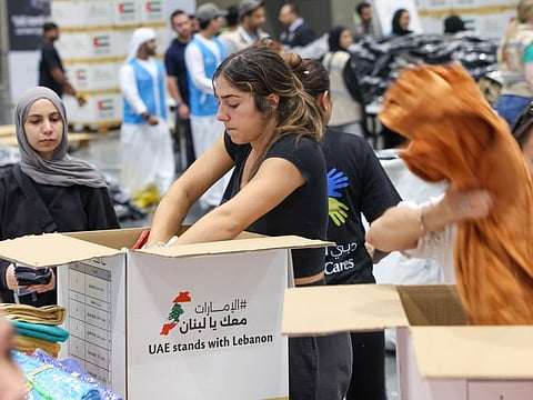 Dubai Cares on Saturday had organised a relief aid collection event as part of the ‘UAE Stands with Lebanon’ campaign at the Exhibition Centre in Expo City Dubai