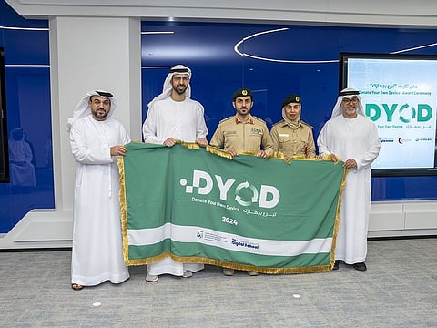 Dubai Police received The Digital School Sustainability Badge Flag for being the largest contributor to the “Donate Your Own Device” campaign