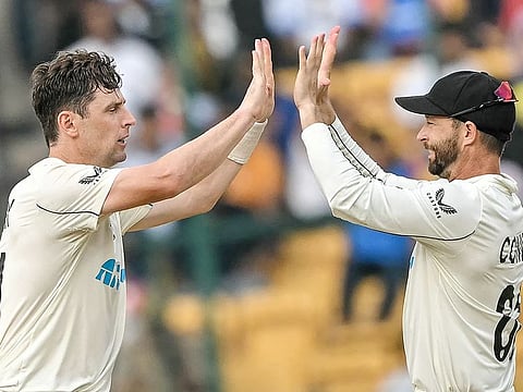 New Zealand's second innings ended in the first session on day three in Pune after they resumed on 198-5.