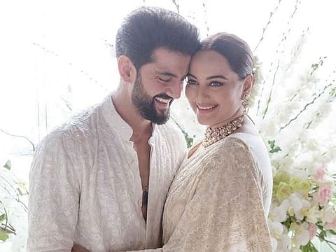 For her wedding, Sonakshi Sinha wore a 44-year-old chikankari sari, hand-embroidered with intricate and traditional motifs and designs 