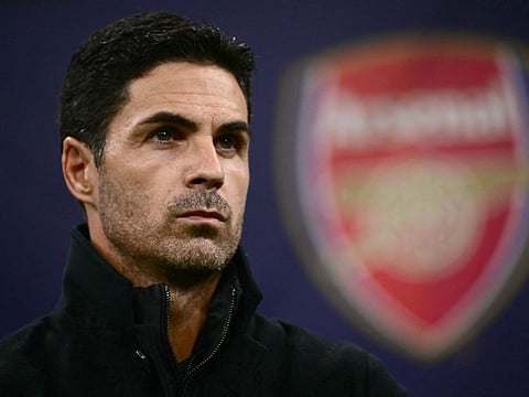 Arsenal's manager Mikel Arteta looks on during the Uefa Champions League match against Inter Milan at San Siro stadium in Milan on Wednesday.
