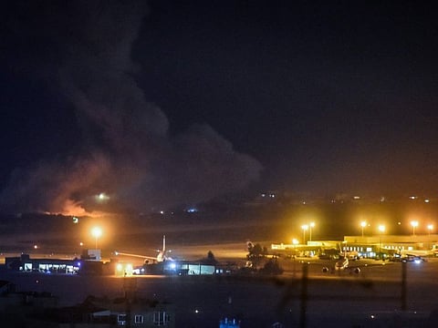 Smoke rises from the site of an Israeli airstrike targeting an area near the Beirut International Airport in the citys southern suburbs early on November 7, 2024.  