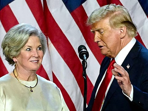 File photo: Donald Trump and Susie Wiles (L) during an election night event at the West Palm Beach Convention Center in West Palm Beach, Florida, on November 6, 2024. 