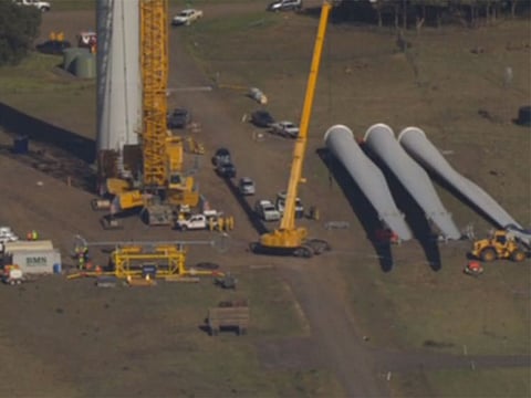 The mammoth fan blades used on industrial wind turbines can weigh as much as 22 tonnes.